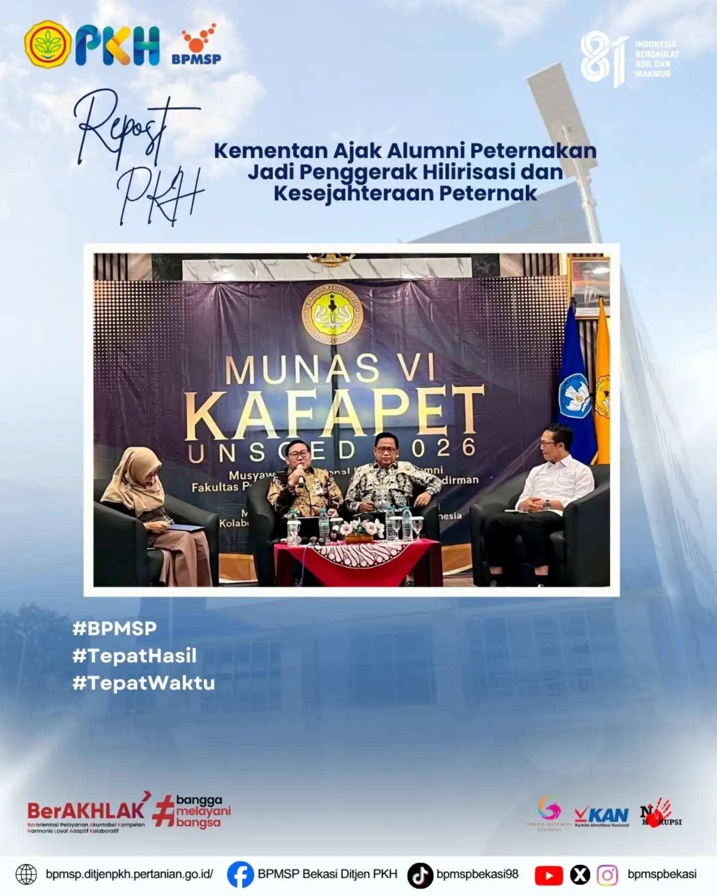 Kementan Ajak Alumni Peternakan Jadi Penggerak Hilirisasi dan Kesejahteraan Peternak